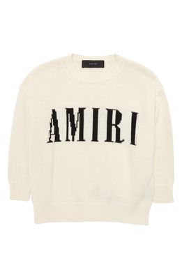 AMIRI Kids' Logo Cotton Blend Sweater in Natural
