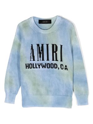 AMIRI KIDS logo-intarsia tie-dye knit jumper - Blue