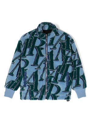 AMIRI KIDS logo-print fleece jacket - Blue