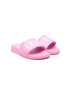 AMIRI KIDS logo-print open-toe slides - Pink