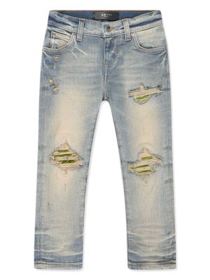 AMIRI KIDS MX1 distressed-effect straight-leg jeans - Blue