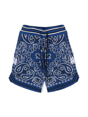 AMIRI KIDS paisley-print knitted shorts - Blue