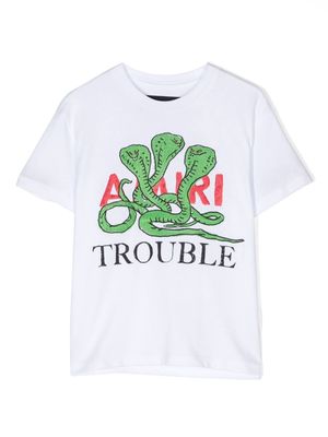 AMIRI KIDS Trouble-print cotton T-shirt - White