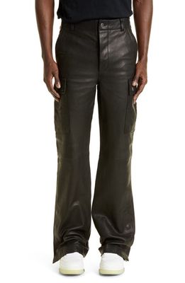 AMIRI Leather Flare Cargo Pants in Black