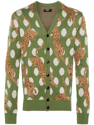 AMIRI Leopard Crystal wool cardigan - Green