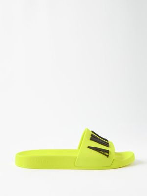 Amiri - Logo-embossed Rubber Slides - Mens - Neon Yellow