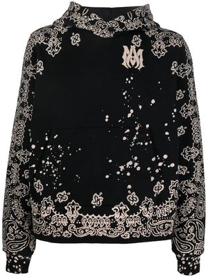 AMIRI logo-embroidered bandana-print hoodie - Black