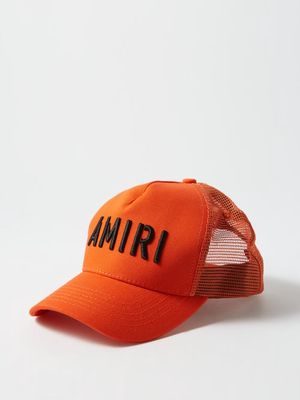 Amiri - Logo-embroidered Canvas Baseball Cap - Mens - Orange