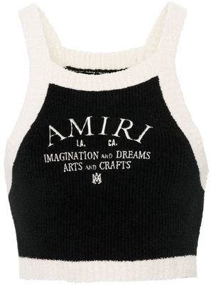 AMIRI logo-embroidered ribbed crop top - Black