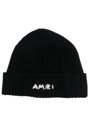 AMIRI logo-embroidered ribbed-knit beanie hat - Black