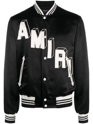 AMIRI logo-embroidered varsity jacket - Black