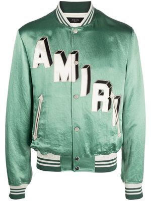 AMIRI logo-embroidered varsity jacket - Green