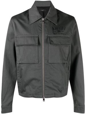 AMIRI logo-embroidered zipped shirt jacket - Neutrals