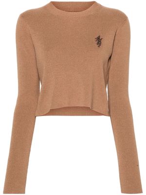 AMIRI logo-embroidery cropped jumper - Brown