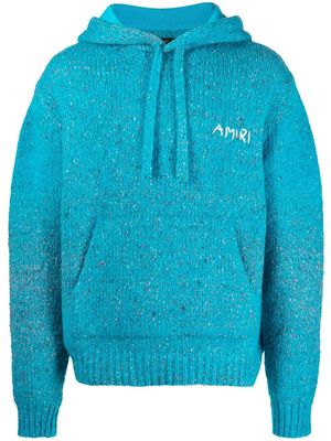 AMIRI logo-embroidery knitted hoodie - Blue