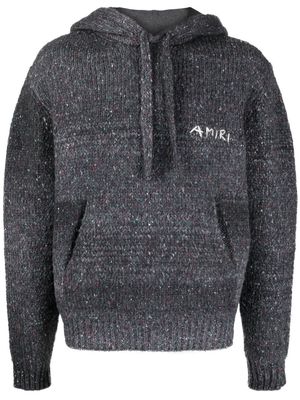 AMIRI logo-embroidery knitted hoodie - Grey