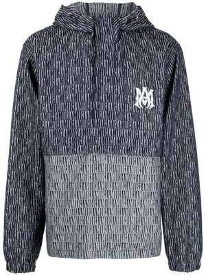 AMIRI logo-jacquard denim hooded jacket - Blue