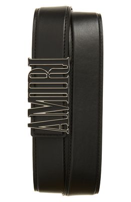 AMIRI Logo Leather Belt in Black