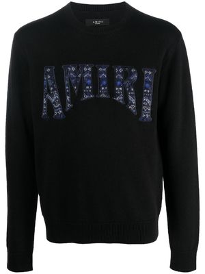 AMIRI logo-patch crew neck jumper - Black