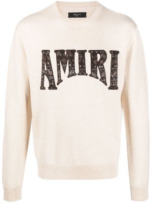 AMIRI logo-patch crew neck jumper - Neutrals