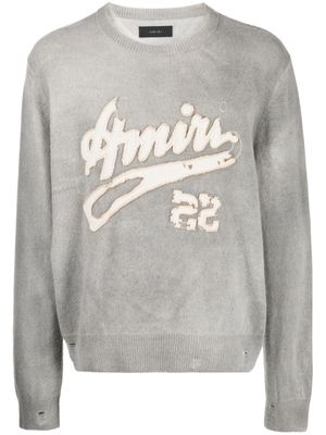 AMIRI logo-patch distressed jumper - Grey