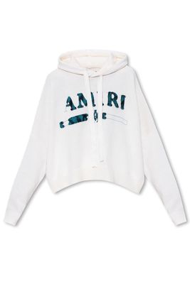 AMIRI Logo Patch Knitted Drawstring Hoodie