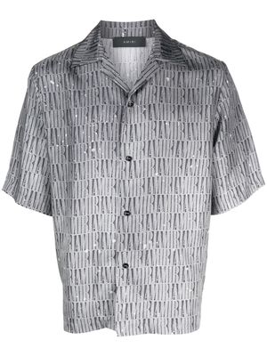 AMIRI logo-pattern silk shirt - Grey