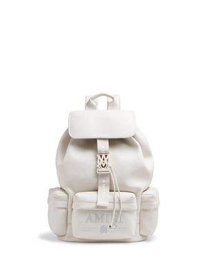 AMIRI logo-plaque leather backpack - White