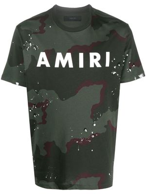 AMIRI logo-print camouflage-pattern T-shirt - Green