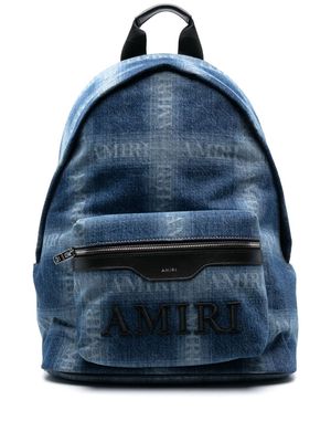 AMIRI logo-print check backpack - Blue