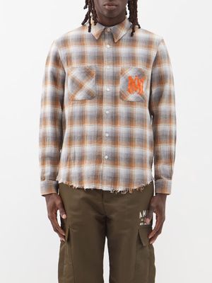 Amiri - Logo-print Check Cotton Shirt - Mens - Orange Multi