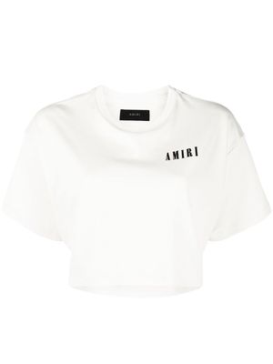 AMIRI logo-print cropped T-shirt - Neutrals