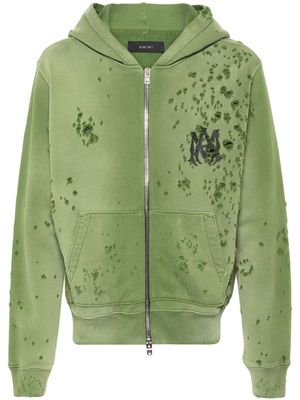 AMIRI logo-print distressed hoodie - Green
