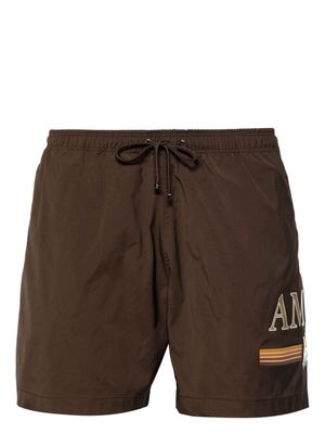 AMIRI logo-print drawstring swim shorts - Brown