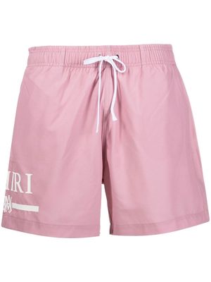 AMIRI logo-print drawstring-waist swim shorts - Pink