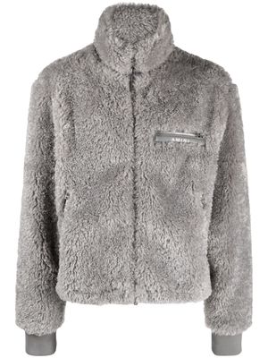 AMIRI logo-print faux-fur jacket - Grey