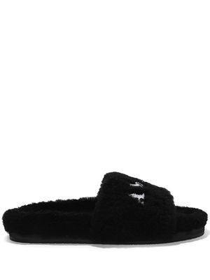 AMIRI logo-print fleece slippers - Black