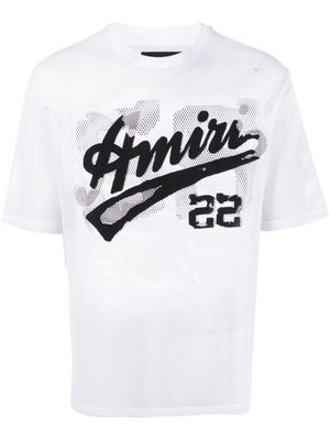 AMIRI logo-print mesh T-shirt - White