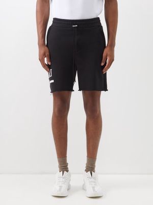 Amiri - Logo-print Raw-cuff Cotton-jersey Shorts - Mens - Black