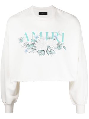 AMIRI logo-print raw-cut sweatshirt - White