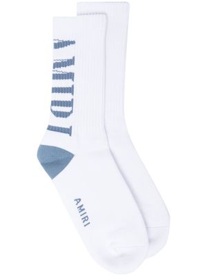AMIRI logo-print ribbed-knit socks - White
