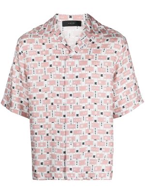 AMIRI logo-print short-sleeve silk shirt - Pink