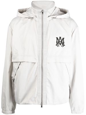 AMIRI logo-print zip-up hooded jacket - Grey