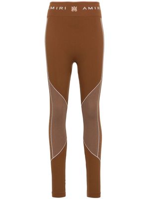 AMIRI logo-waistband panelled leggings - Brown