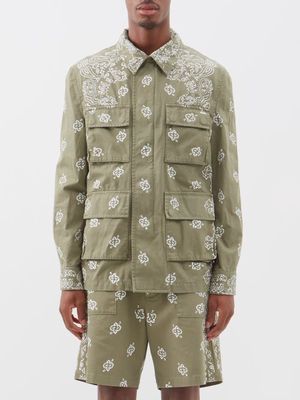 Amiri - M-65 Bandana-print Cotton-canvas Jacket - Mens - Light Khaki