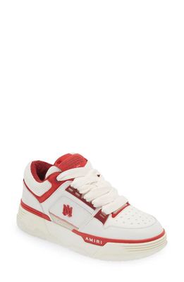 AMIRI MA-1 Platform Skate Sneaker in White/Red/Mesh/Leather