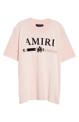 AMIRI MA Bar Logo Appliqué T-Shirt in Silver Pink