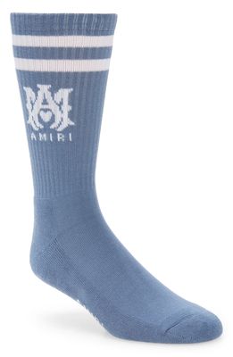 AMIRI MA Stripe Crew Socks in Dusty Blue