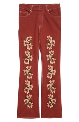 AMIRI Men's Hibiscus Embroidered Flared Jeans in Clay