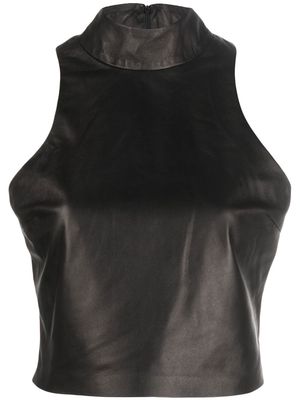 AMIRI mock-neck sleeveless leather top - Black